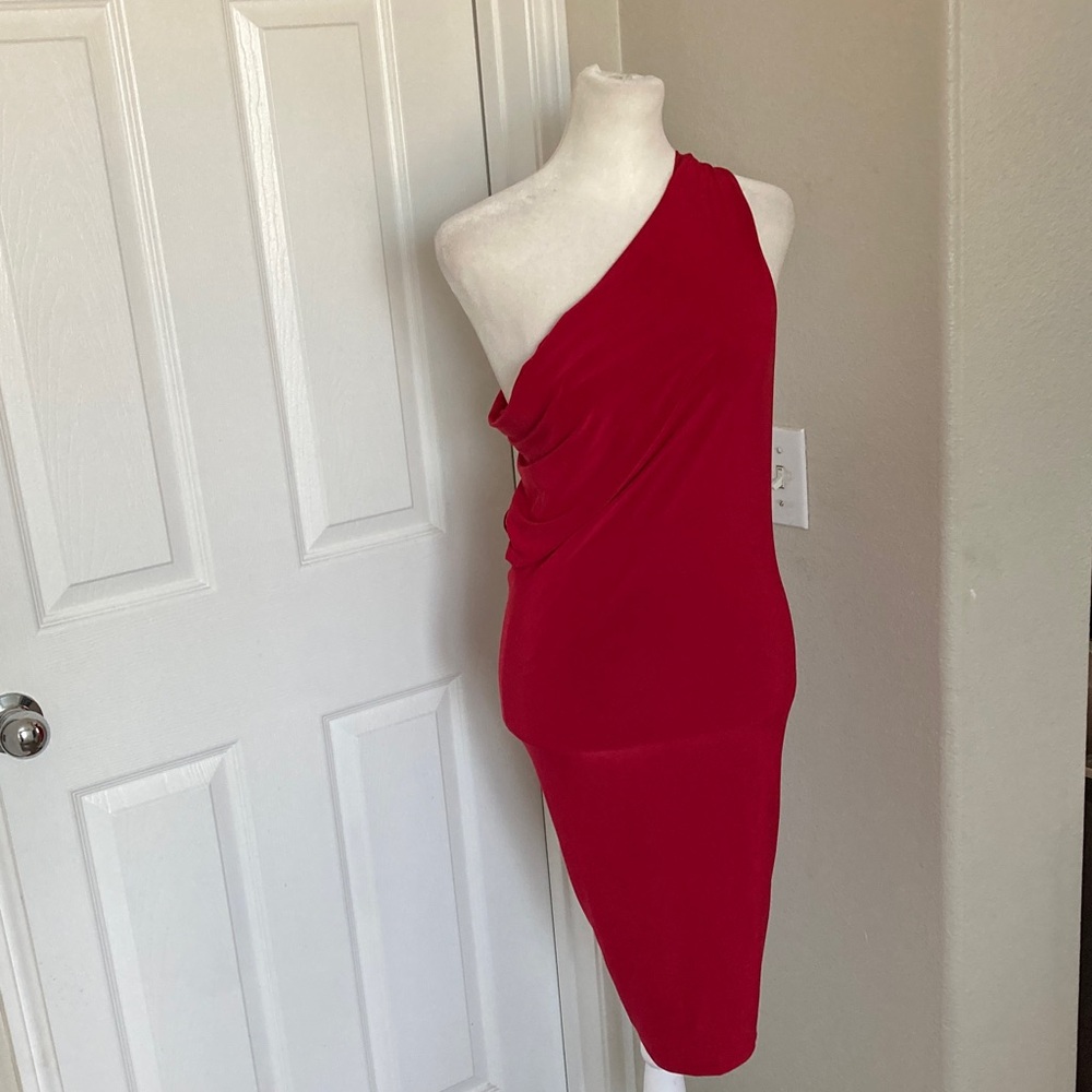21 Saints Vibrant Red One-Shoulder Dress Sz M